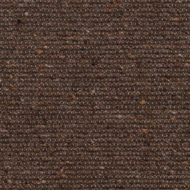 Close-up of deep conker brown woven fabric with russet flecks and horizontal ribbed texture