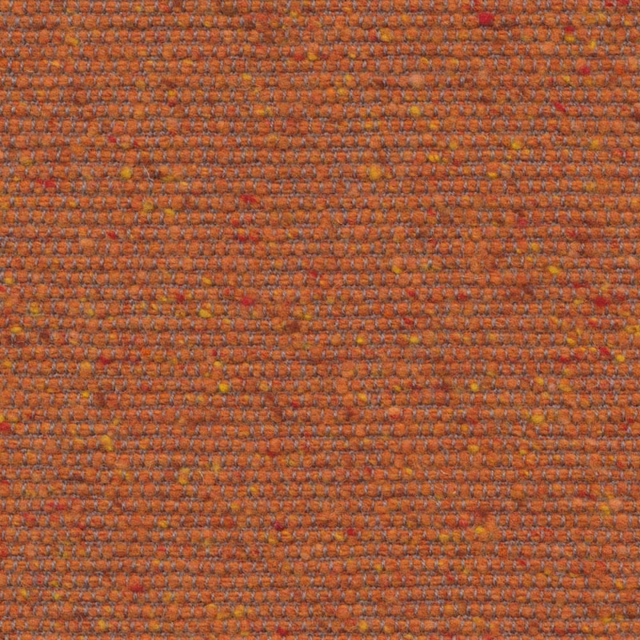 Burnt orange woven upholstery with red, ochre and rust flecks in a nubby texture