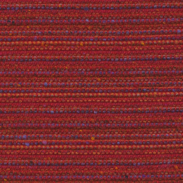 Deep garnet woven textile with blue, purple and ochre horizontal flecks