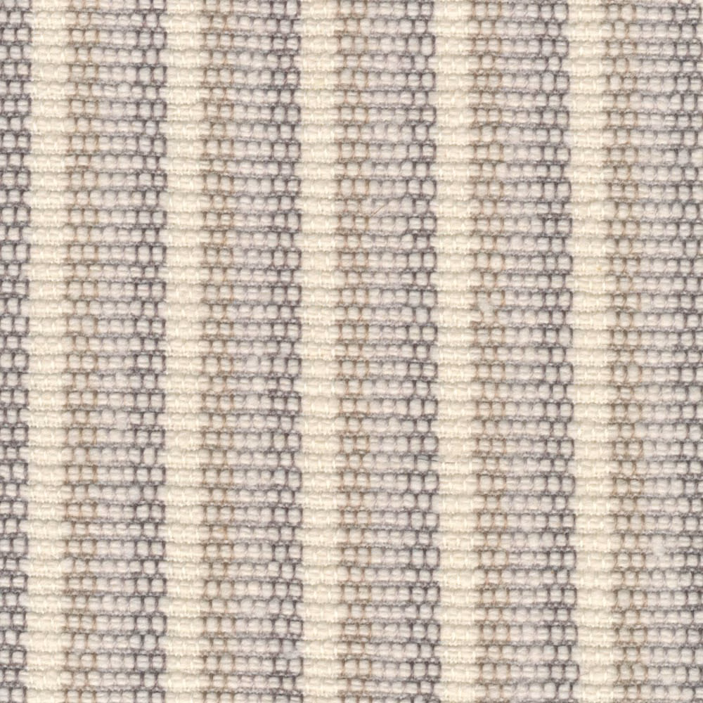 Warm oatmeal woven stripe with soft grey-brown vertical ridges and looped texture