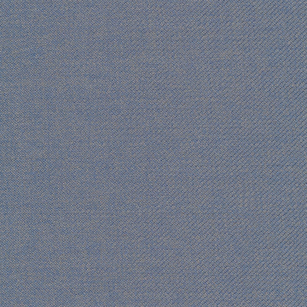 Close-up of muted blue-grey fabric with a fine, closely woven diagonal twill texture