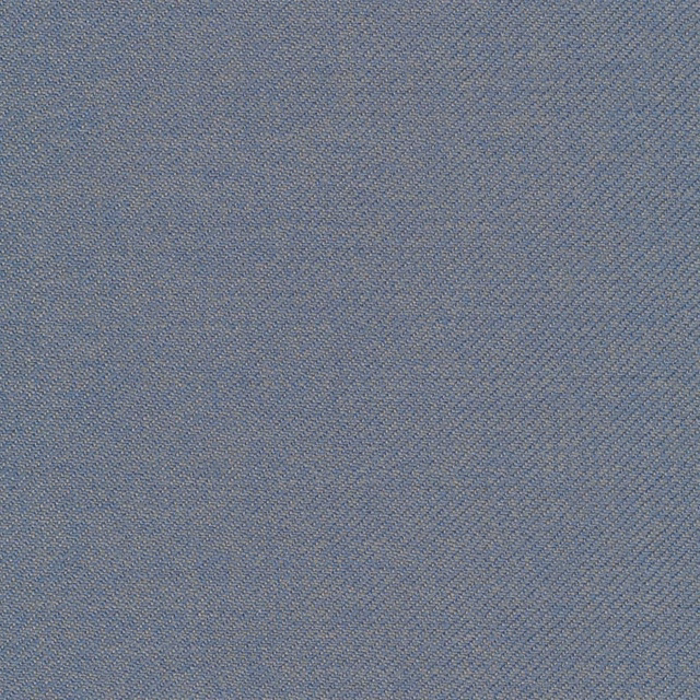 Close-up of muted blue-grey fabric with a fine, closely woven diagonal twill texture