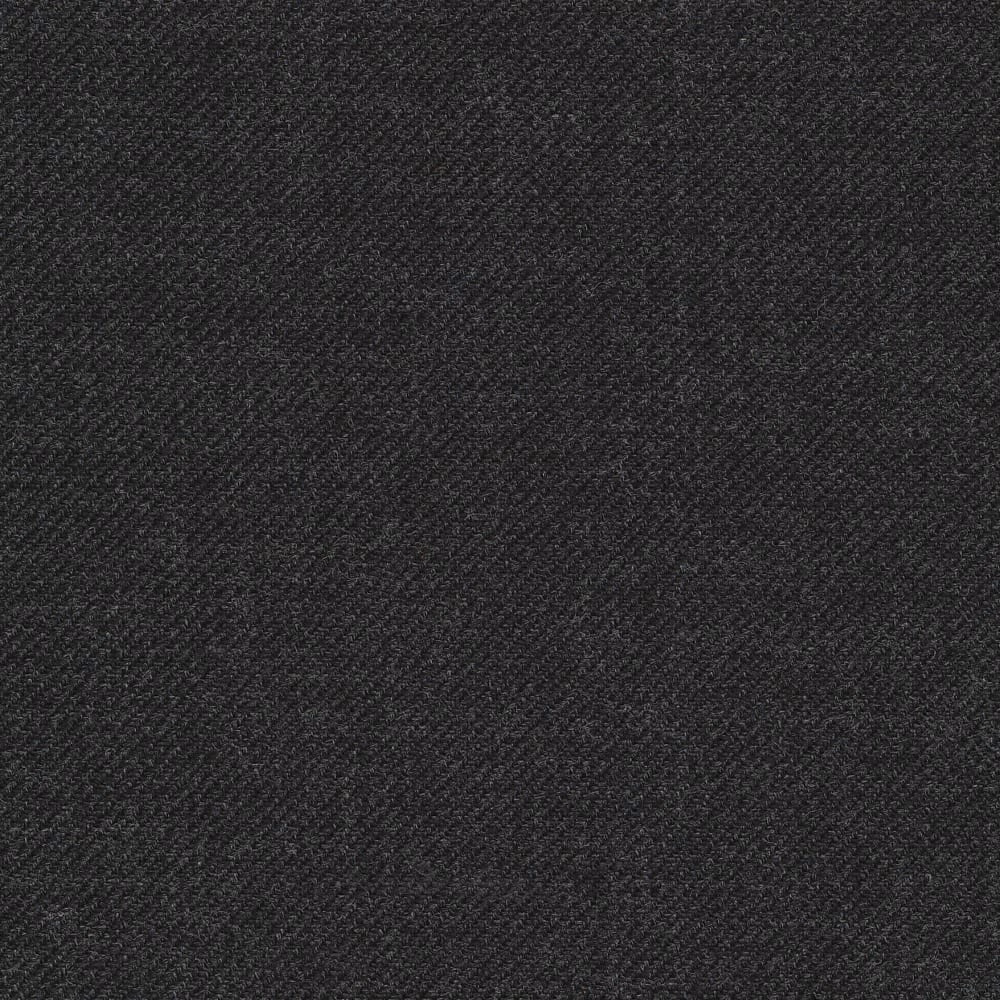 Close-up of charcoal-grey twill with fine diagonal ridges and subtle tonal variation