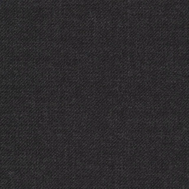 Close-up of charcoal-grey twill with fine diagonal ridges and subtle tonal variation