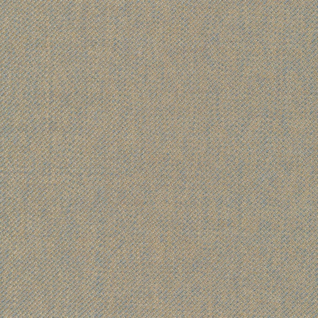Close-up of opal blue-grey twill with fine beige flecks and diagonal texture