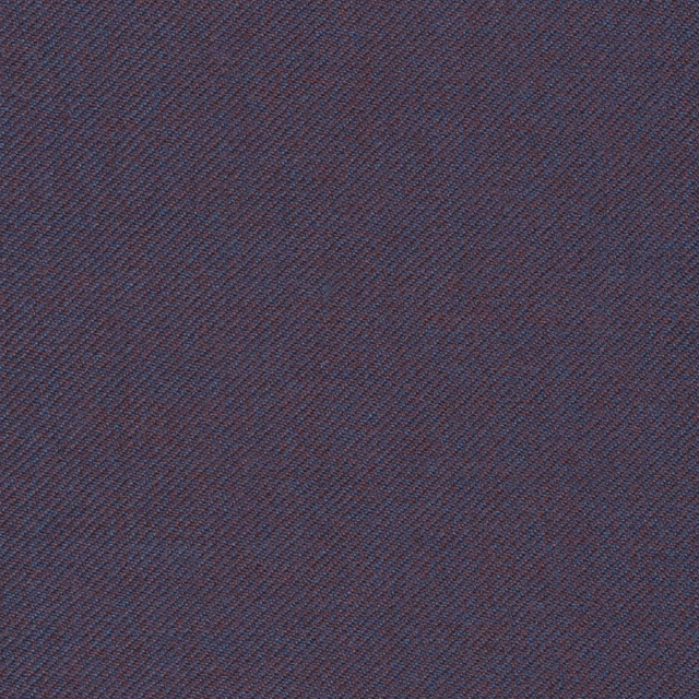 Close-up of dusky blue-grey twill with muted plum and charcoal threads
