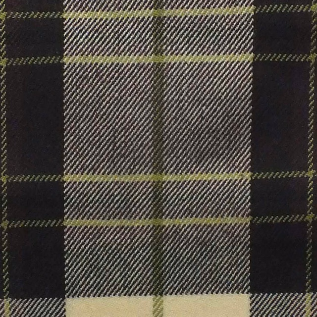 Near-black grape plaid with olive-green lines and fine diagonal woven texture