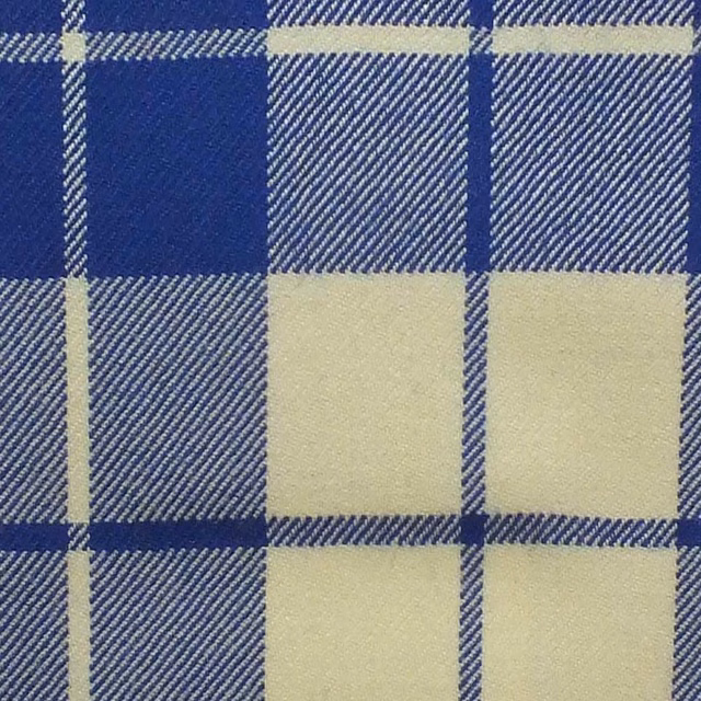 Deep navy and cream large-check plaid with close diagonal woven texture