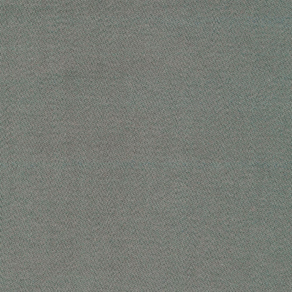 Close-up of cool nickel grey fabric with fine vertical weave and subtle sateen sheen