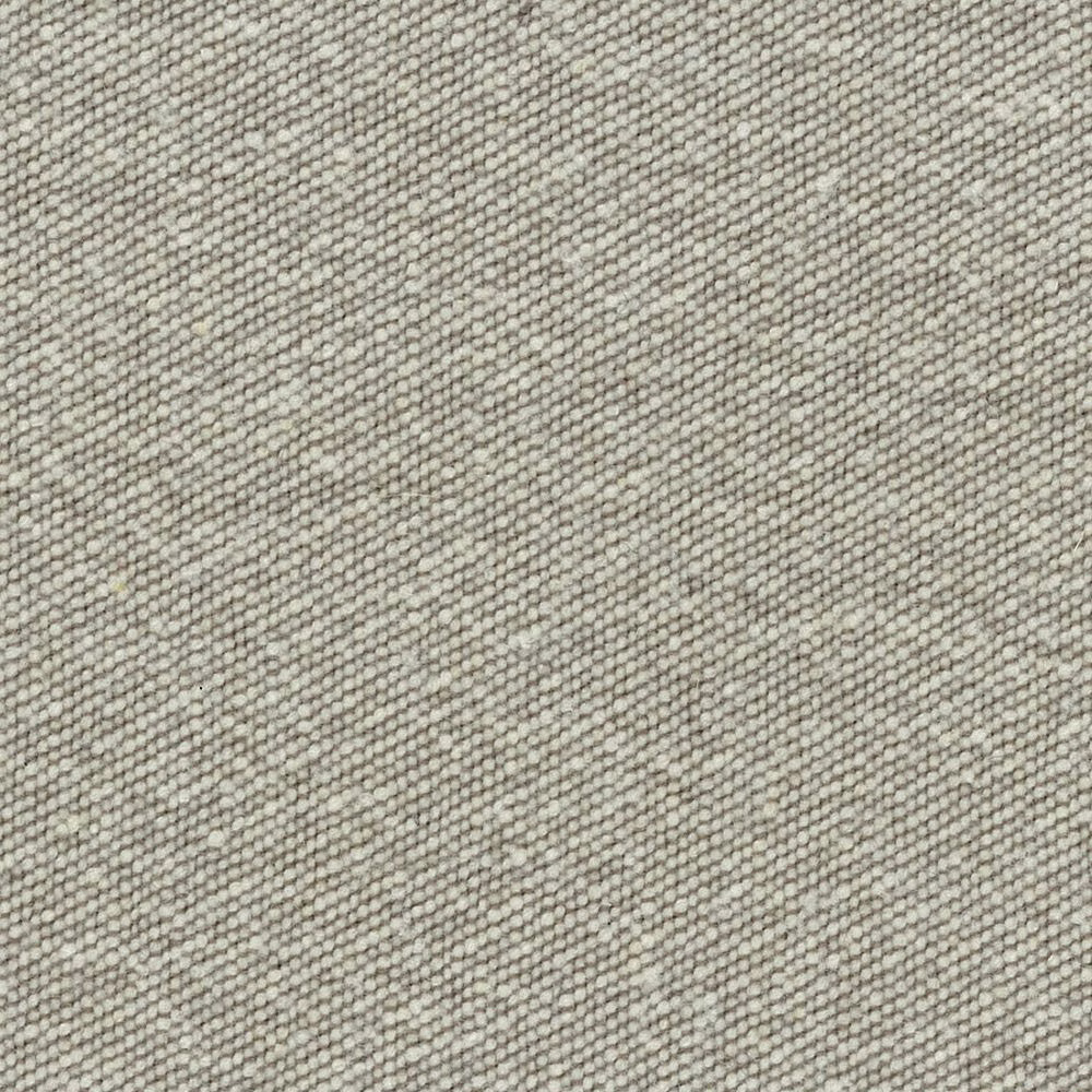 Close-up of pale greige woven fabric with fine oatmeal-grey pebbled texture