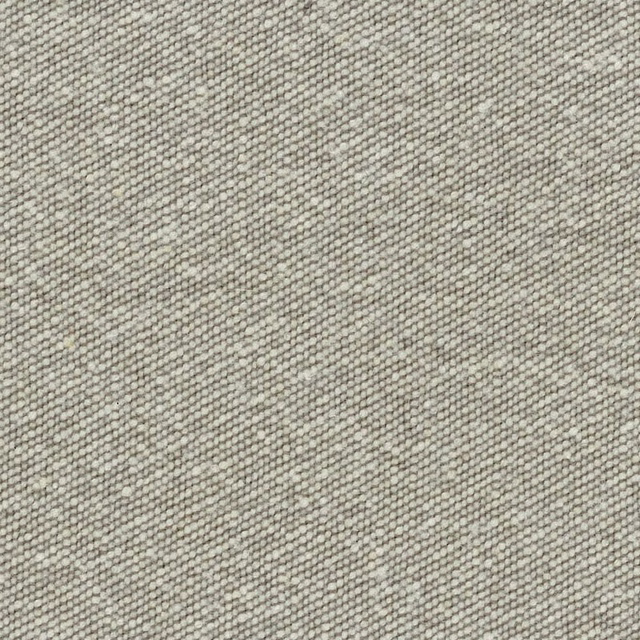 Close-up of pale greige woven fabric with fine oatmeal-grey pebbled texture