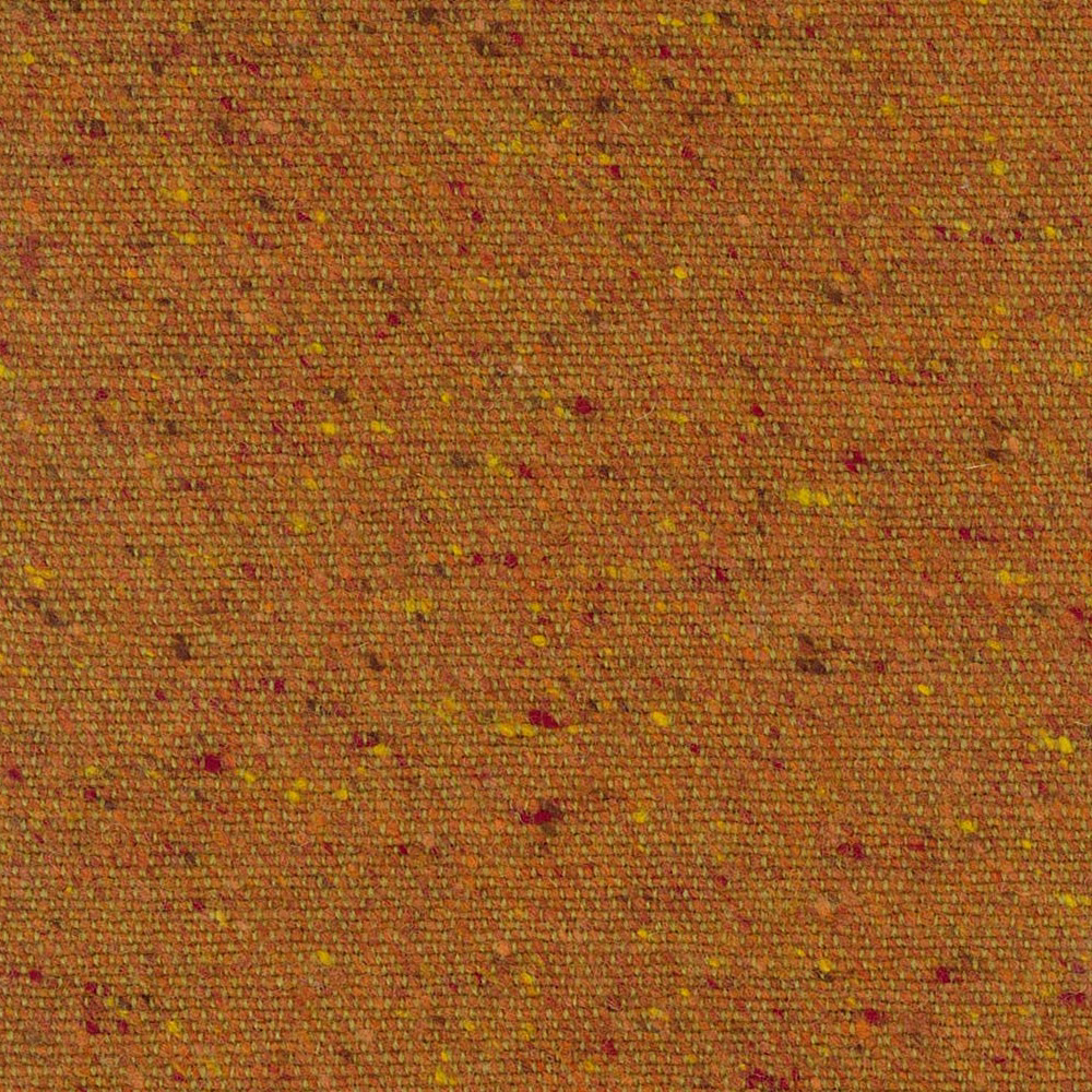 Burnt ochre woven ground with tiny crimson and yellow flecks