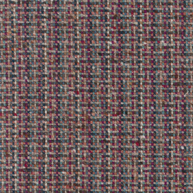 Taupe-grey woven fabric with berry, teal, cream and rust flecks