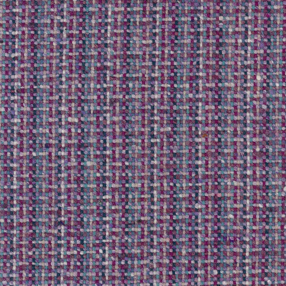 Heather purple, teal and cream small-check weave with a softly nubby surface