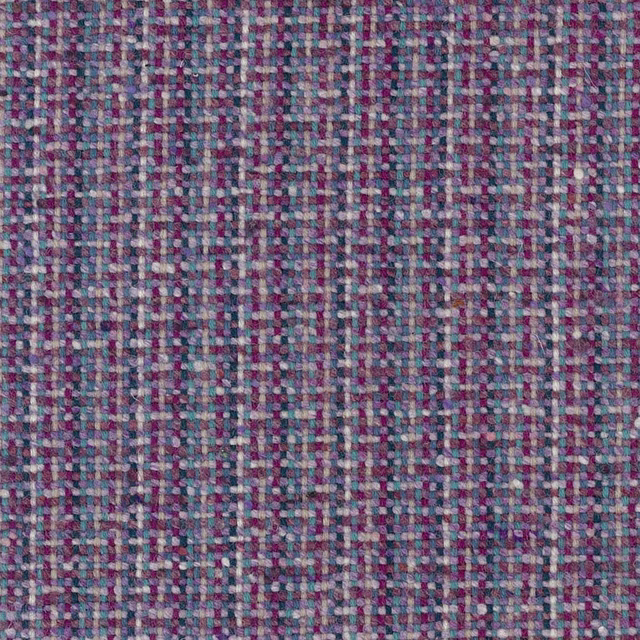 Heather purple, teal and cream small-check weave with a softly nubby surface