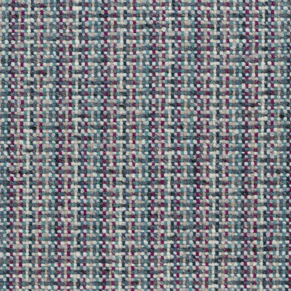 Pale teal and cream woven check with burgundy flecks and nubby texture