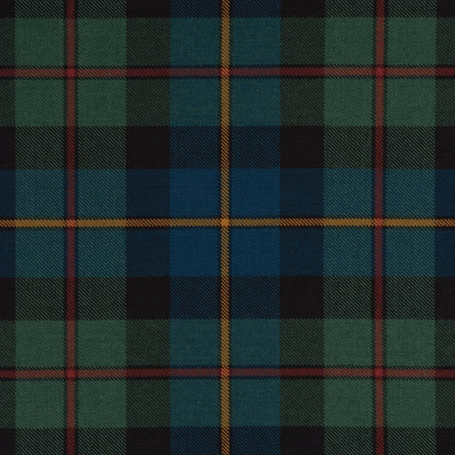 Forest-green and teal tartan with red, black and ochre overcheck lines