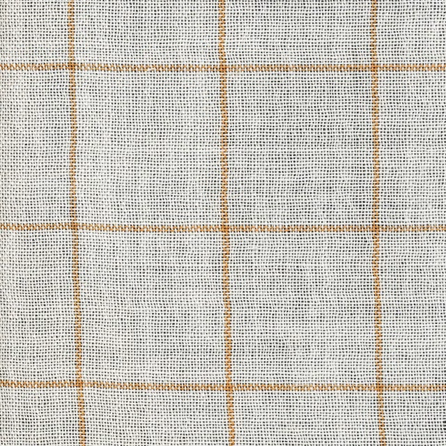 Pale ivory sheer with warm camel windowpane checks and an open weave