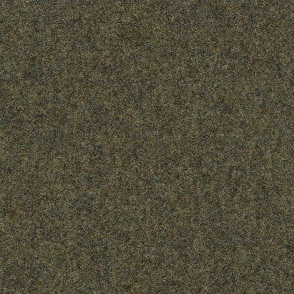 Close-up of dense mottled cedar, olive and brown melton-like textile surface
