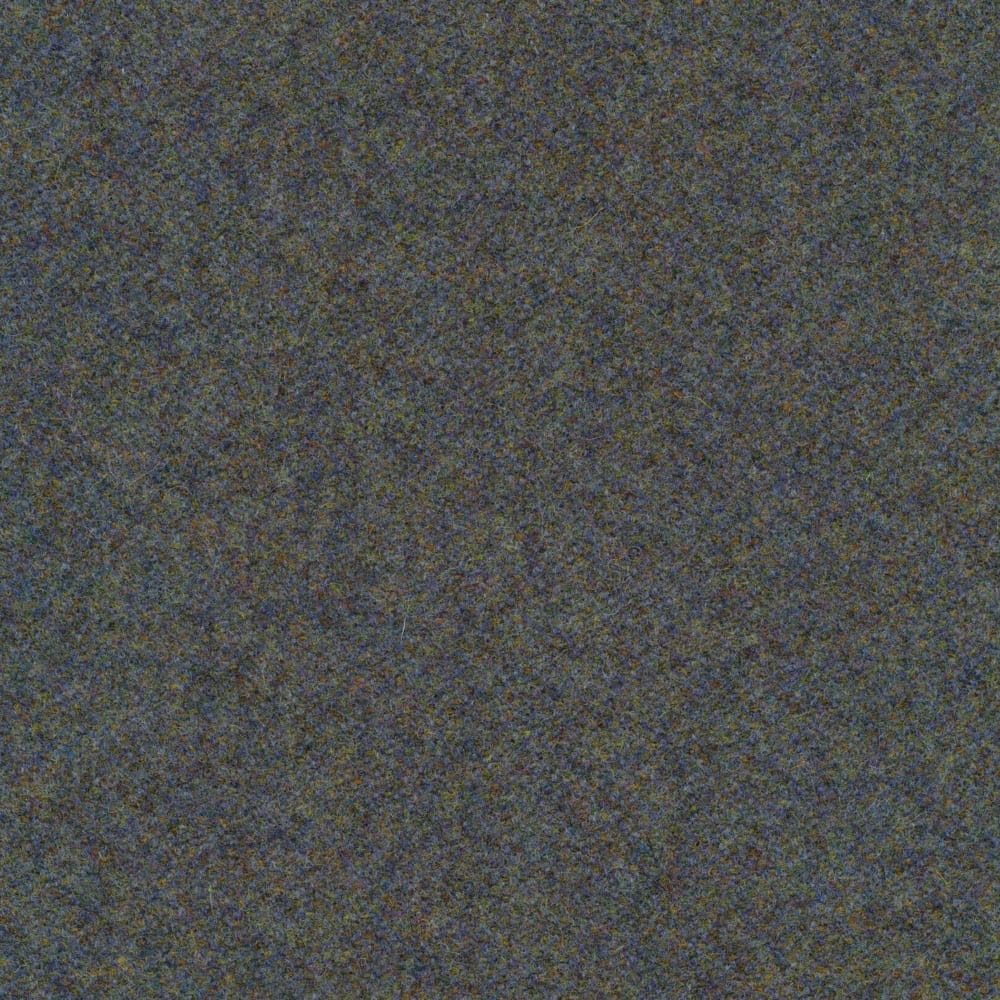 Mottled marine-blue textile with fine charcoal and olive flecks in a dense weave