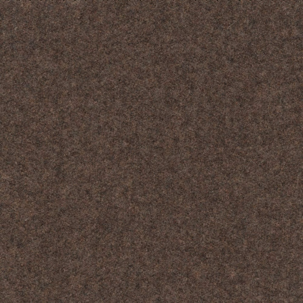 Close-up of deep mocha-brown melton fabric with softly mottled, brushed texture