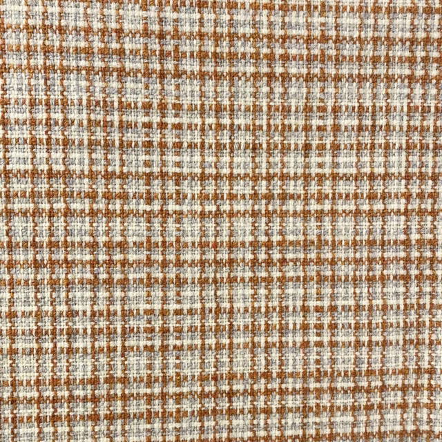Close-up of amber, cream and blue-grey nubby checked weave