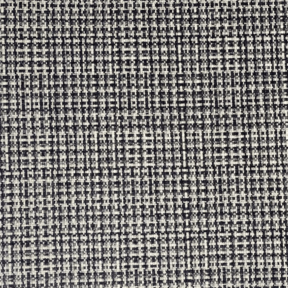 Charcoal and soft white small-check weave with dense, tactile texture