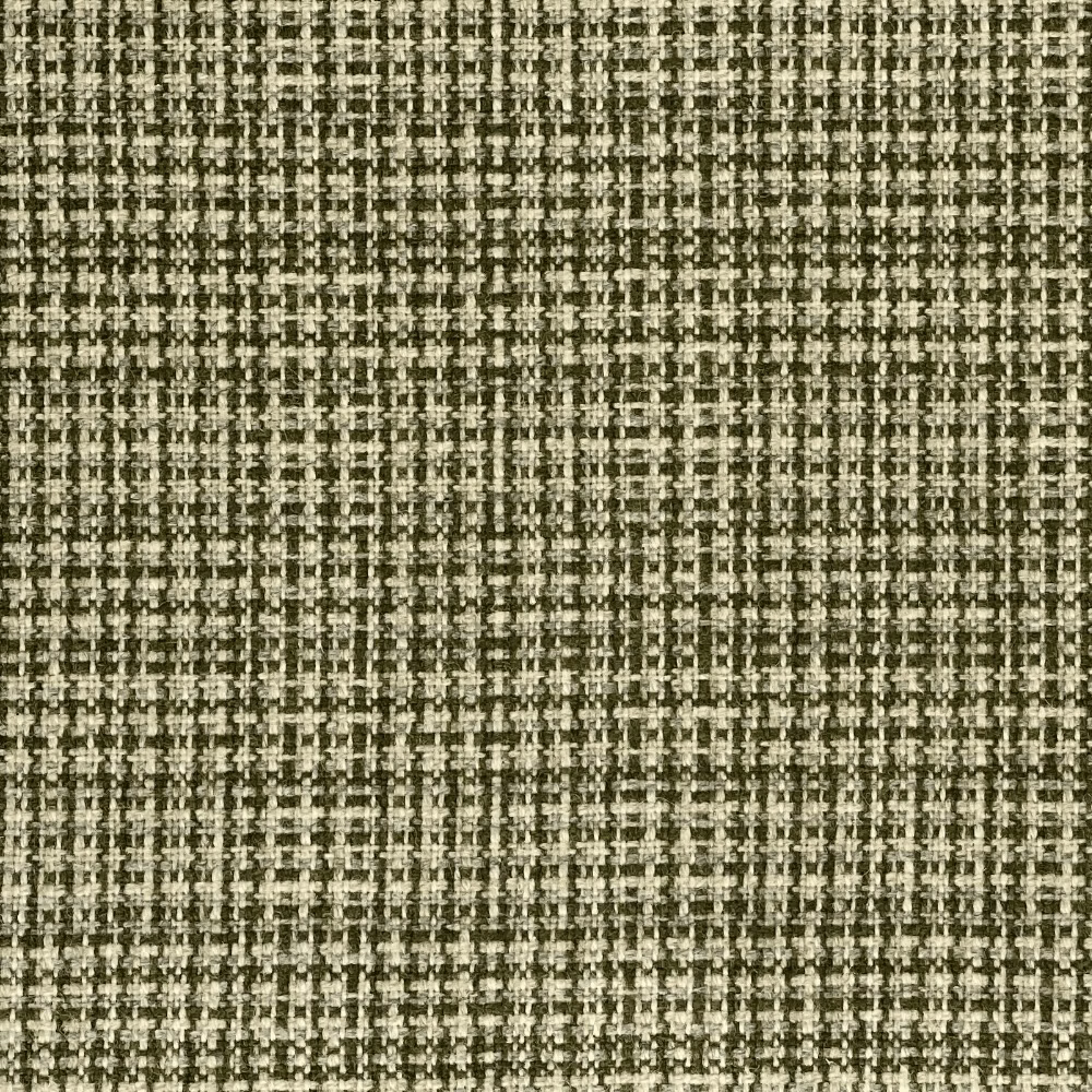 Close-up of moss olive weave with cream flecks and irregular crosshatch texture