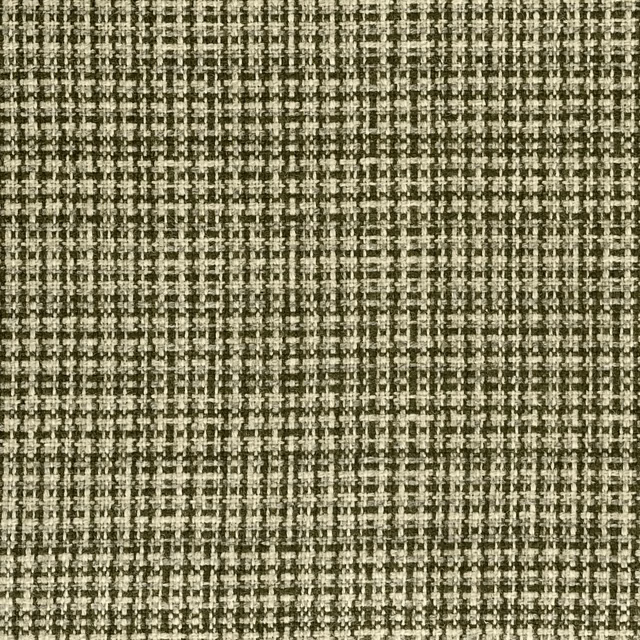 Close-up of moss olive weave with cream flecks and irregular crosshatch texture
