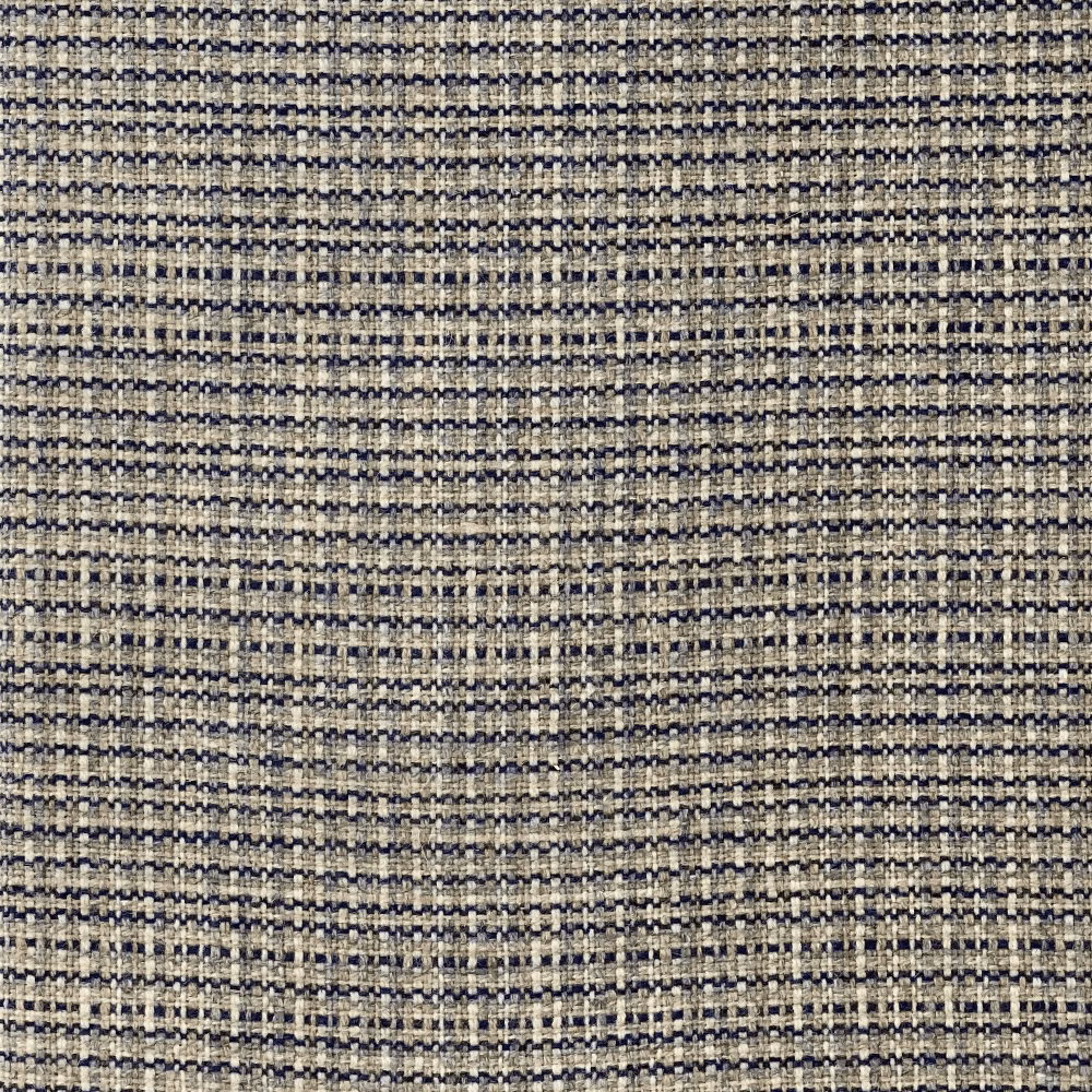 Close-up of quartz cream fabric with charcoal flecks in a dense woven check