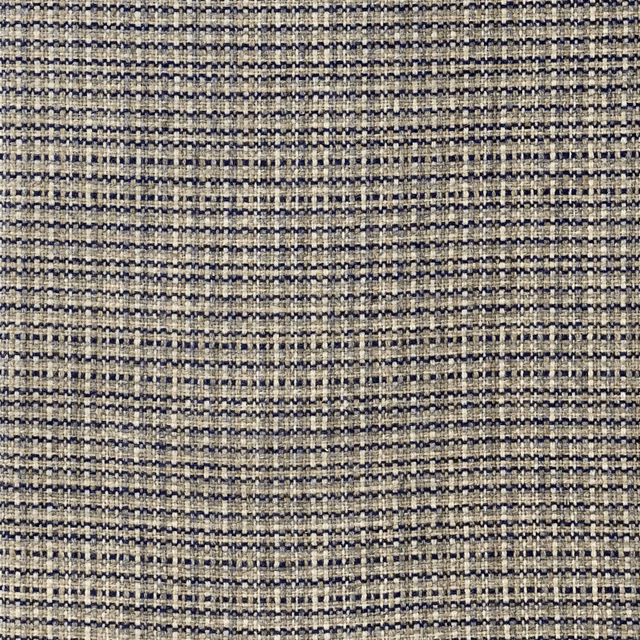 Close-up of quartz cream fabric with charcoal flecks in a dense woven check