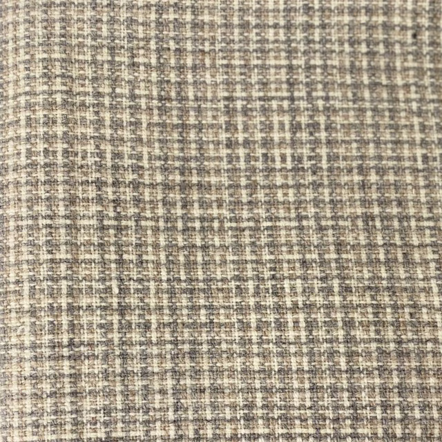 Stone beige woven check with charcoal-grey flecks and a tactile textured surface