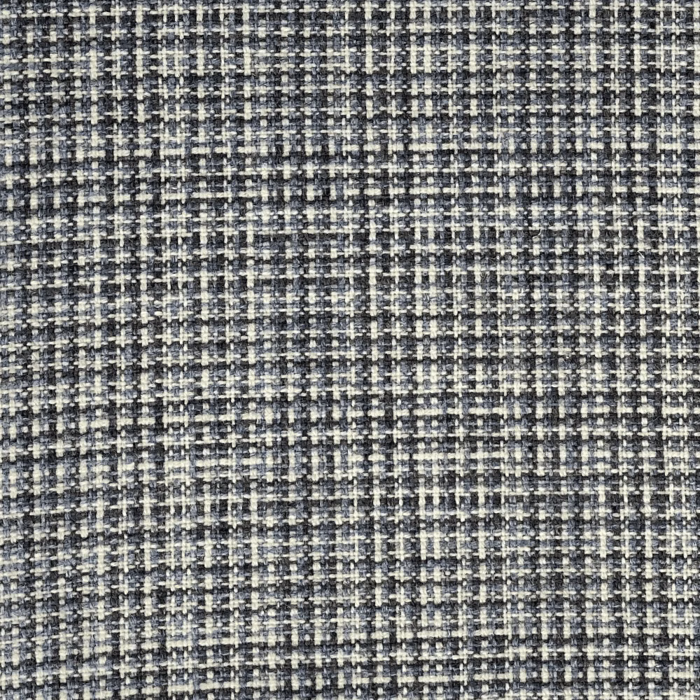 Charcoal blue-grey woven fabric with ivory flecks and a fine tweed-like texture