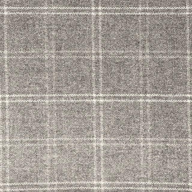 Cool granite-grey woven plaid with broad windowpane checks and dense flecked texture