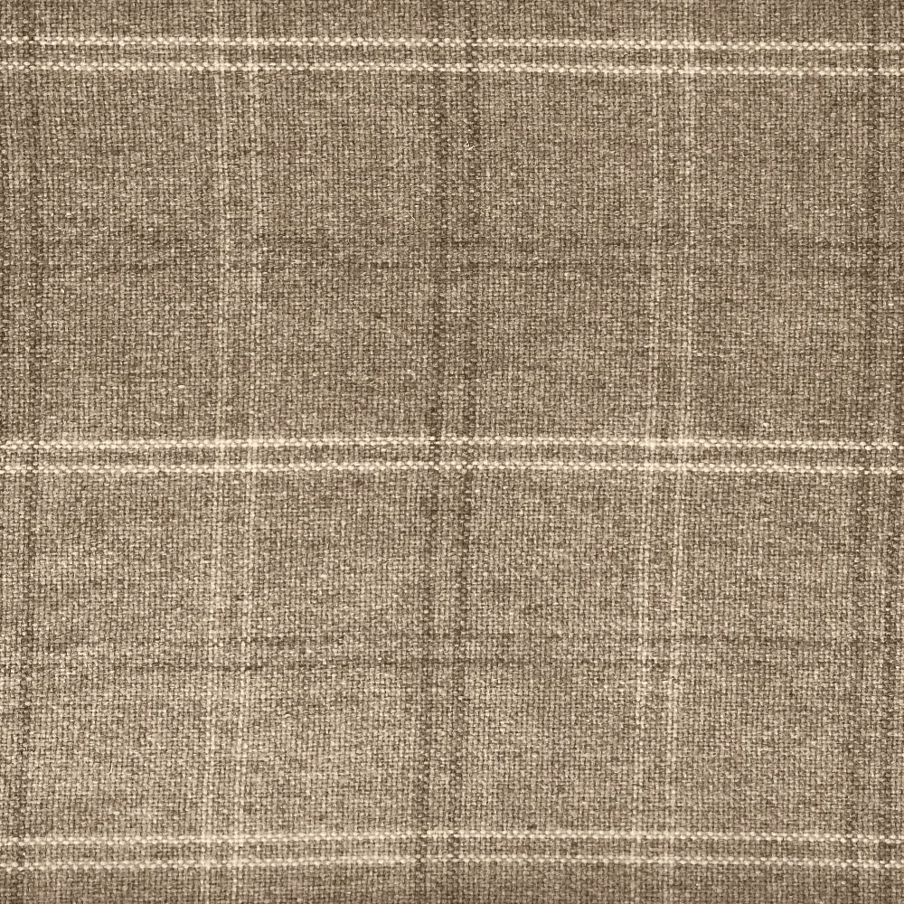 Warm taupe stone woven fabric with pale irregular checked grid and tactile flecked texture