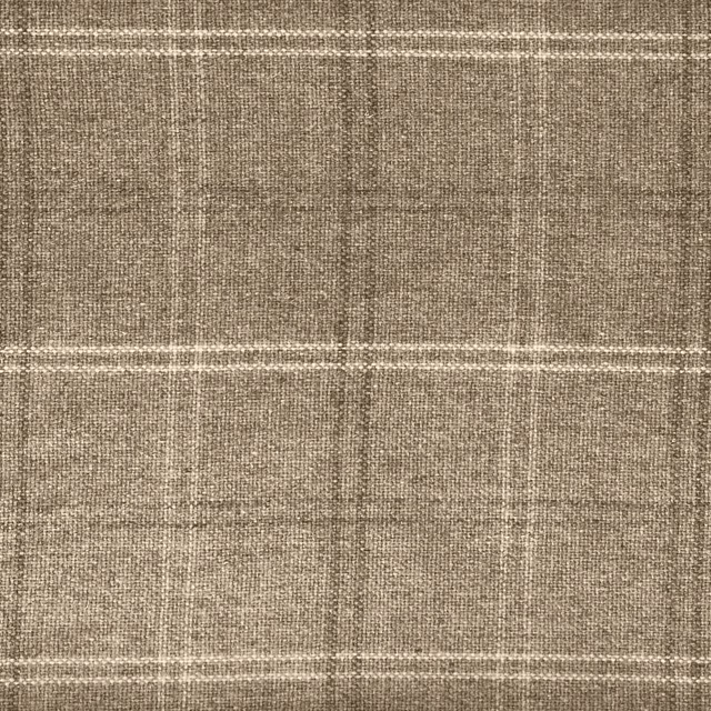 Warm taupe stone woven fabric with pale irregular checked grid and tactile flecked texture