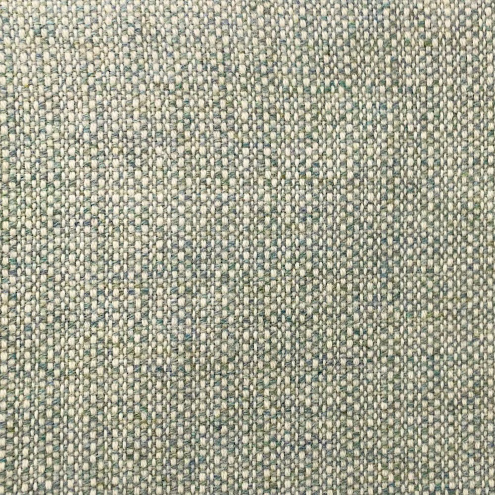 Muted aqua and cream upholstery weave with fine vertical flecking and tactile texture