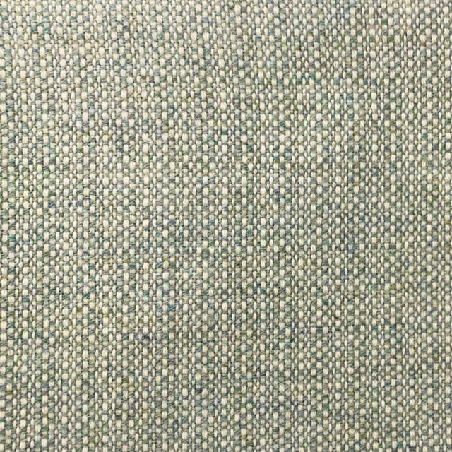 Muted aqua and cream upholstery weave with fine vertical flecking and tactile texture
