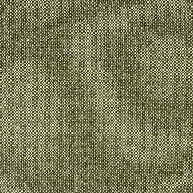 Close-up of moss olive upholstery fabric with cream flecked vertical basket weave
