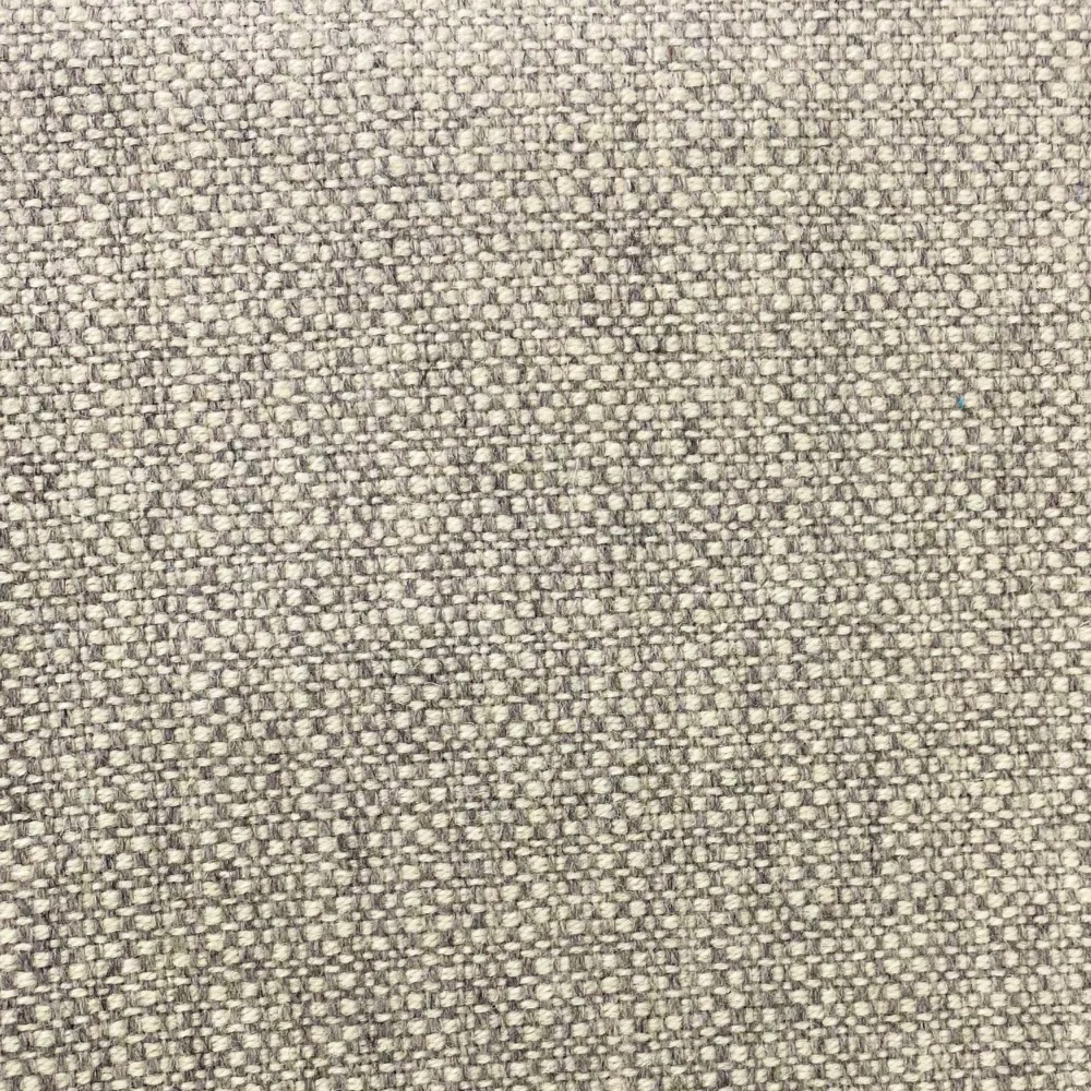 Close-up of silver-grey woven fabric with pale flecks and fine mottled texture