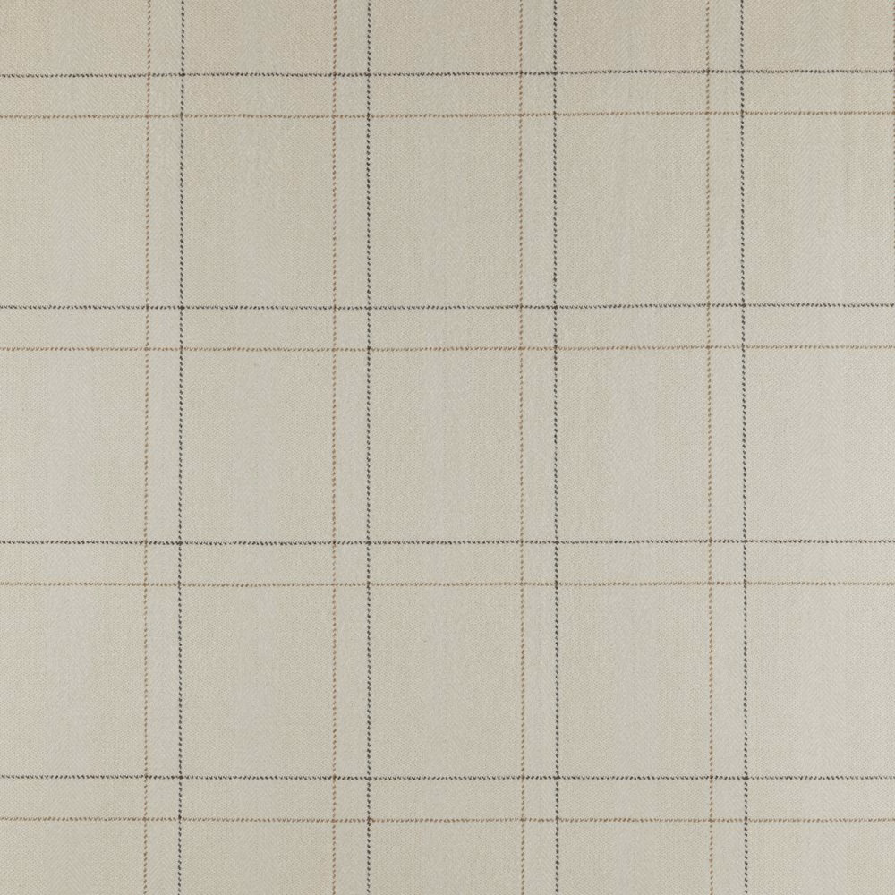 Pale limestone beige fabric with a fine taupe-grey checked grid and subtle woven texture
