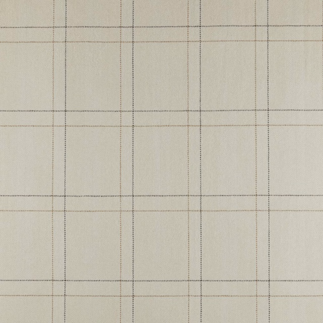 Pale limestone beige fabric with a fine taupe-grey checked grid and subtle woven texture