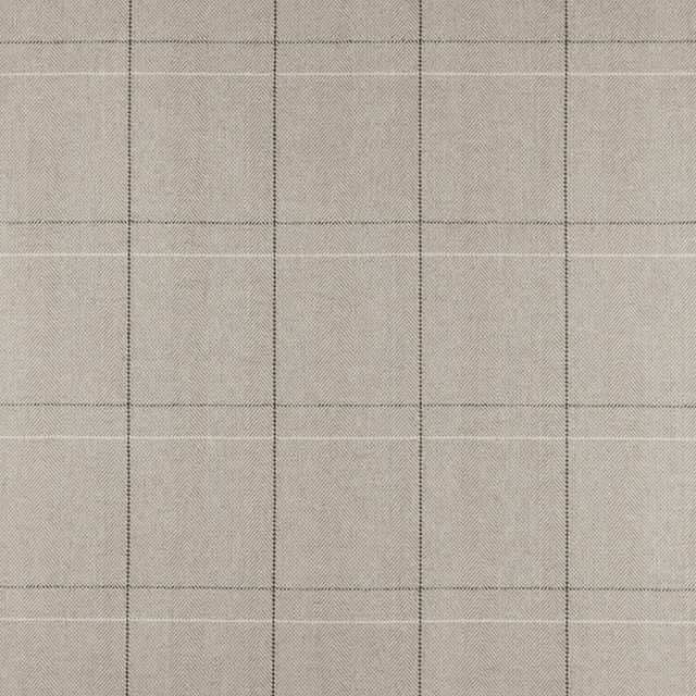 Muted willow taupe fabric with fine woven texture and charcoal windowpane check