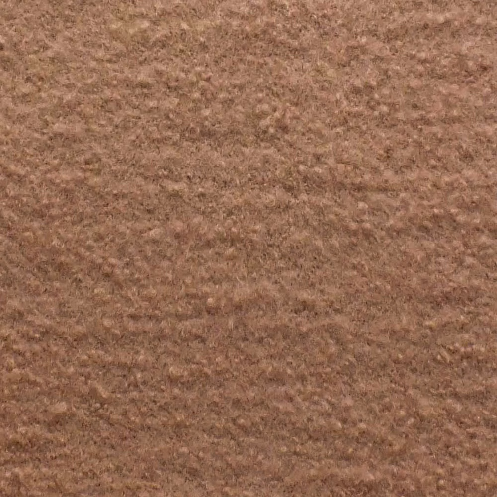 Warm buff-brown bouclé fabric with a softly mottled, nubby surface