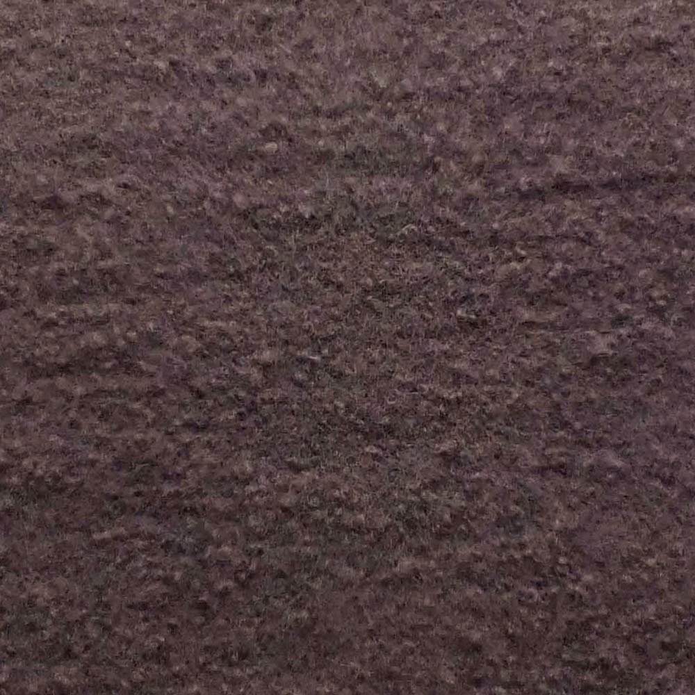Deep brown-plum mauve bouclé swatch showing dense, irregular nubby texture