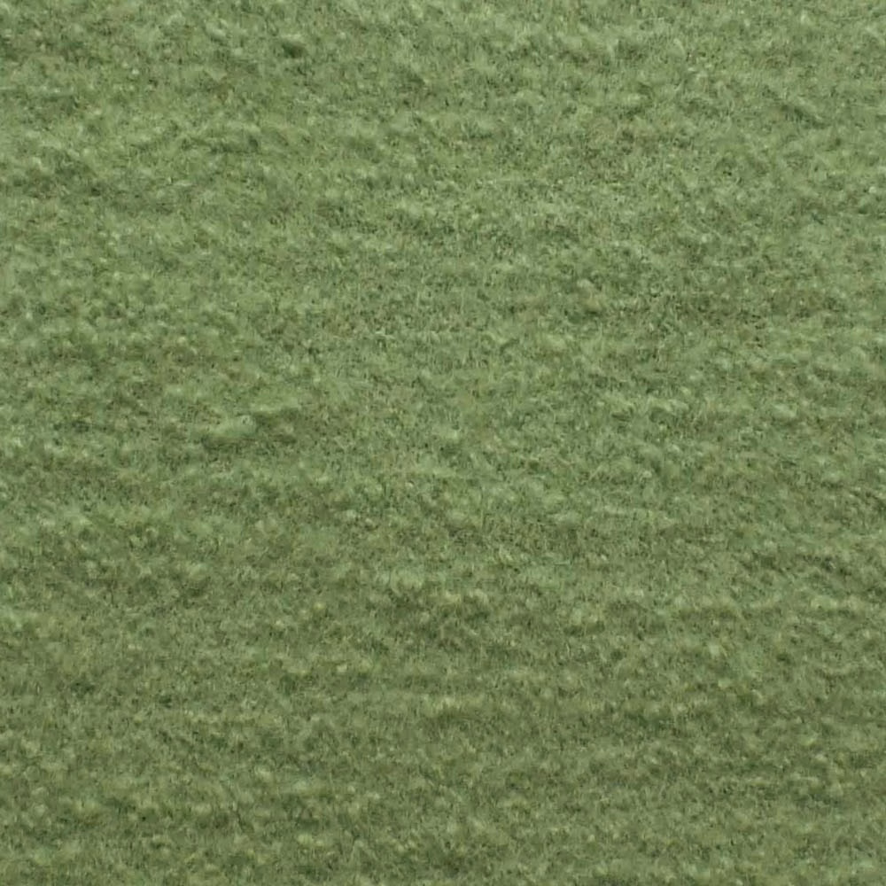 Mottled moss-green bouclé with a dense, softly brushed looped texture