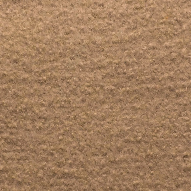 Warm putty taupe boucle with mottled flecks and a softly nubby looped texture