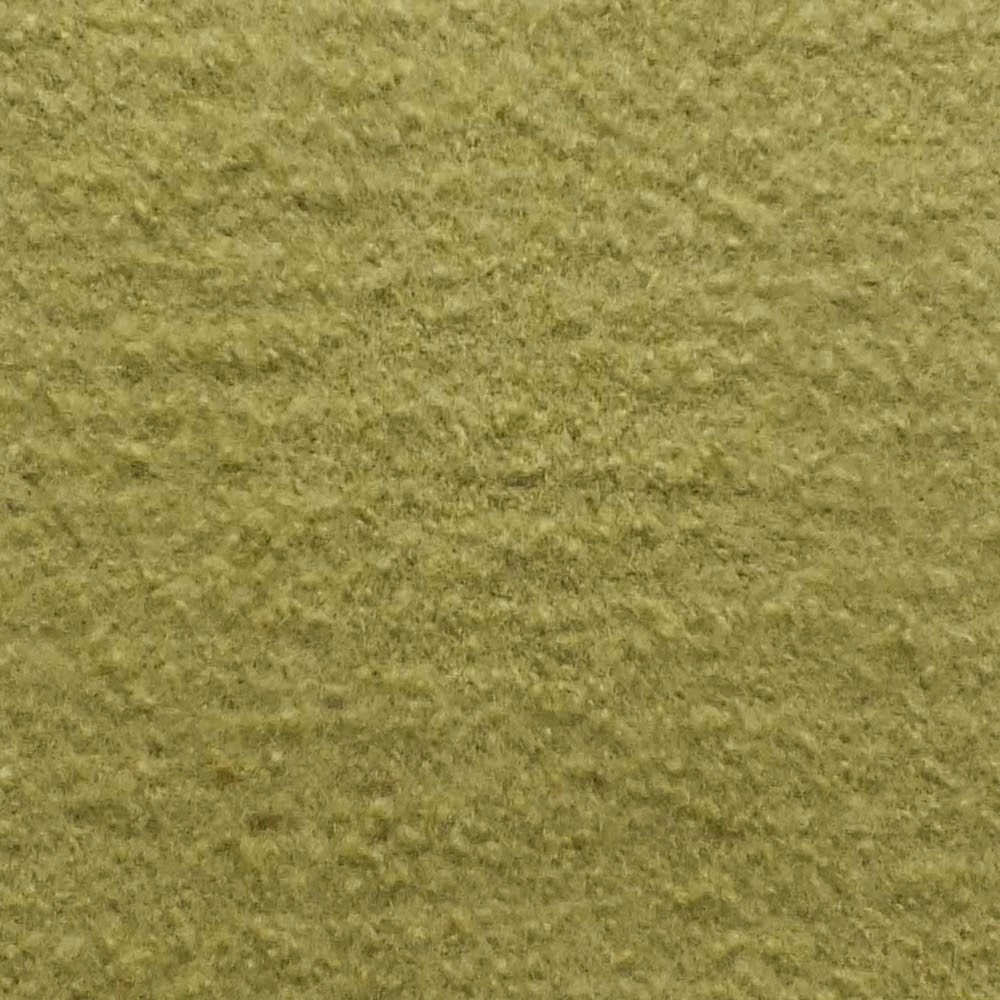 Close view of olive-wasabi bouclé with a softly mottled, nubby pile