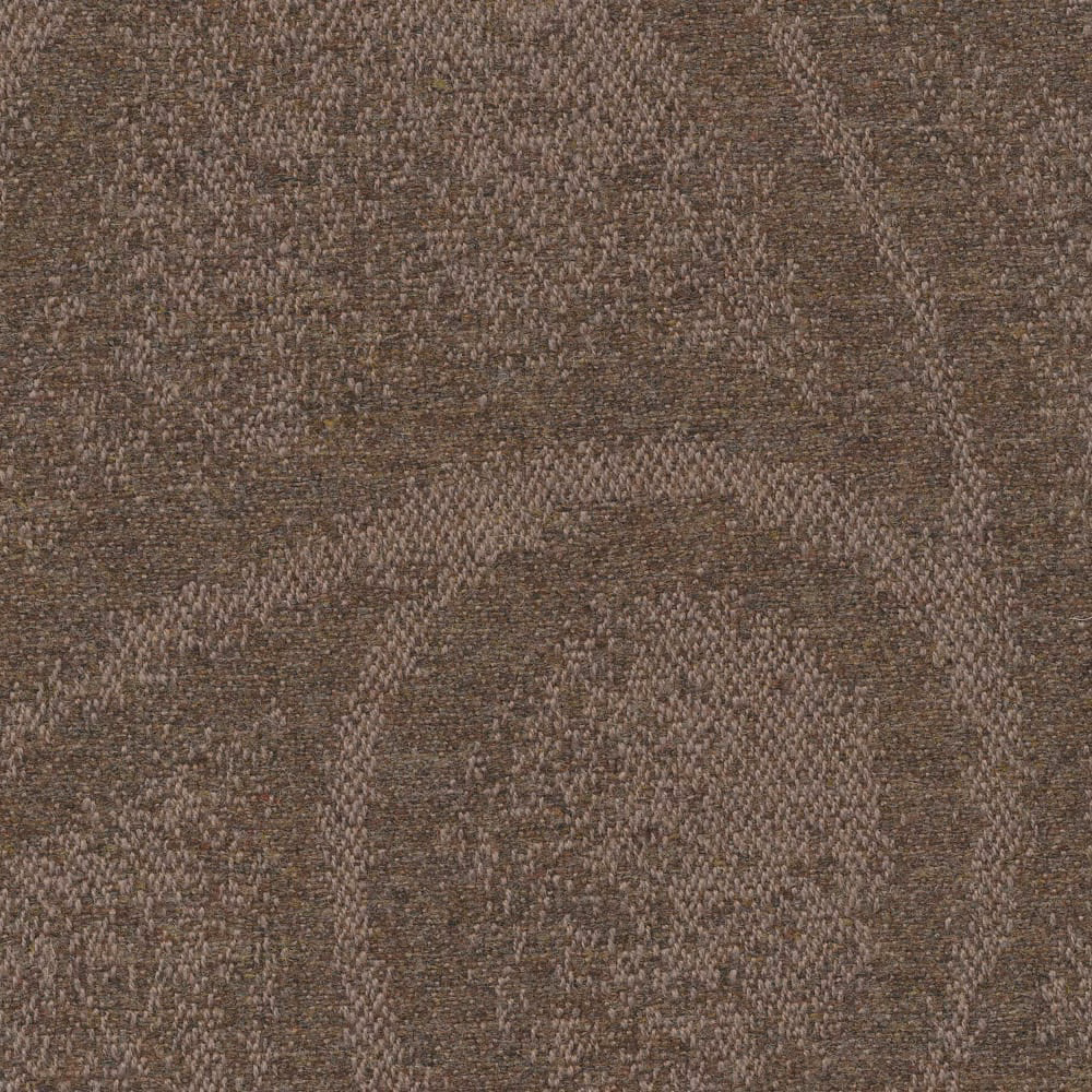Warm cocoa-brown woven textile with mottled tonal blocks and nubby texture
