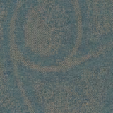 Close-up of muted teal woven fabric with large mottled taupe organic markings